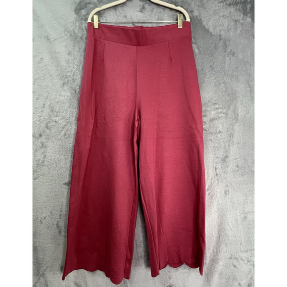 Zenana Outfitters‎ Lounge Pull On Wide Leg Pants Desert Rose Sz 1X Scalloped Hem - Picture 1 of 13